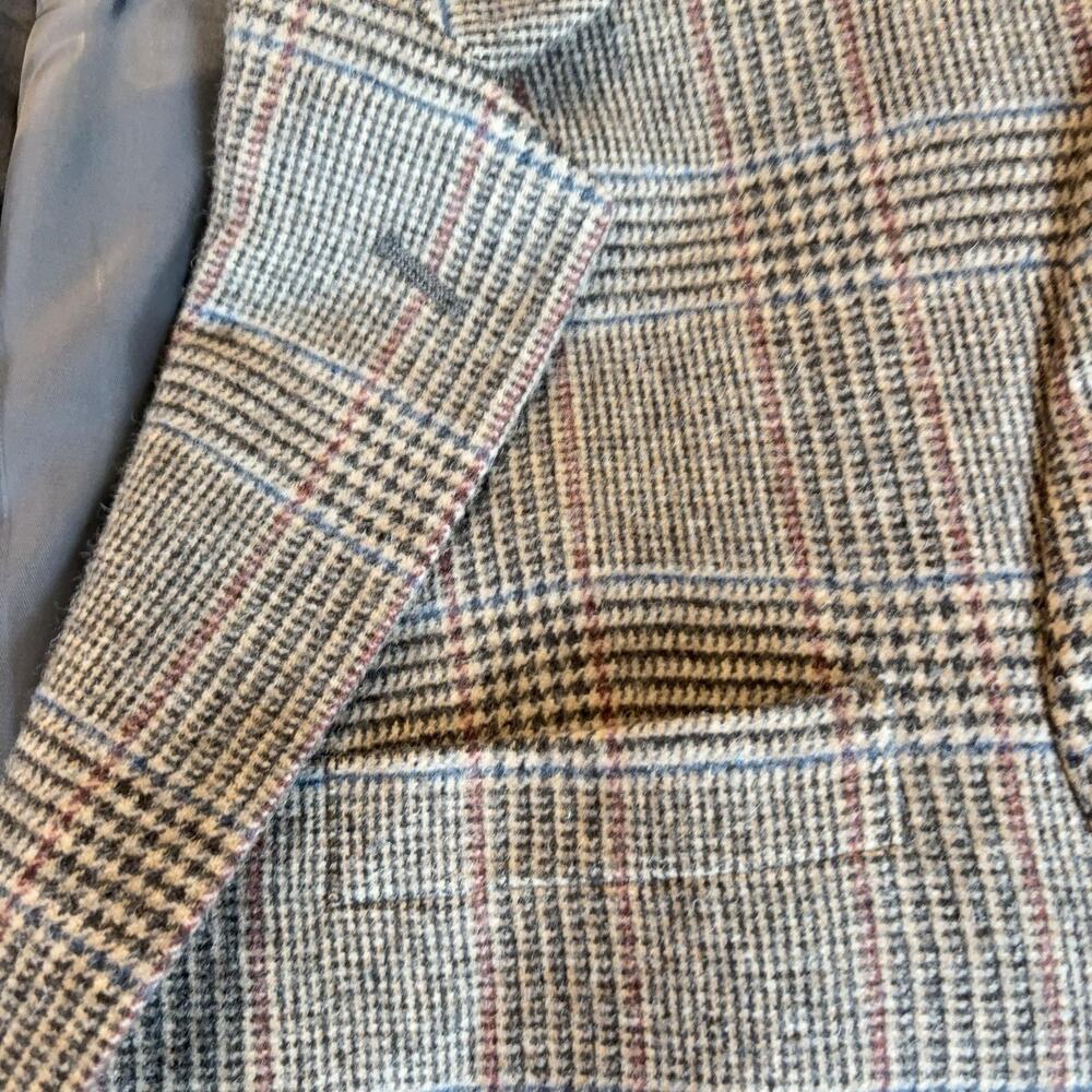Jos A Bank Blazer Mens 42C Brown Plaid Camelhair Tweed Sport Coat Notch Lapel - Picture 4 of 14